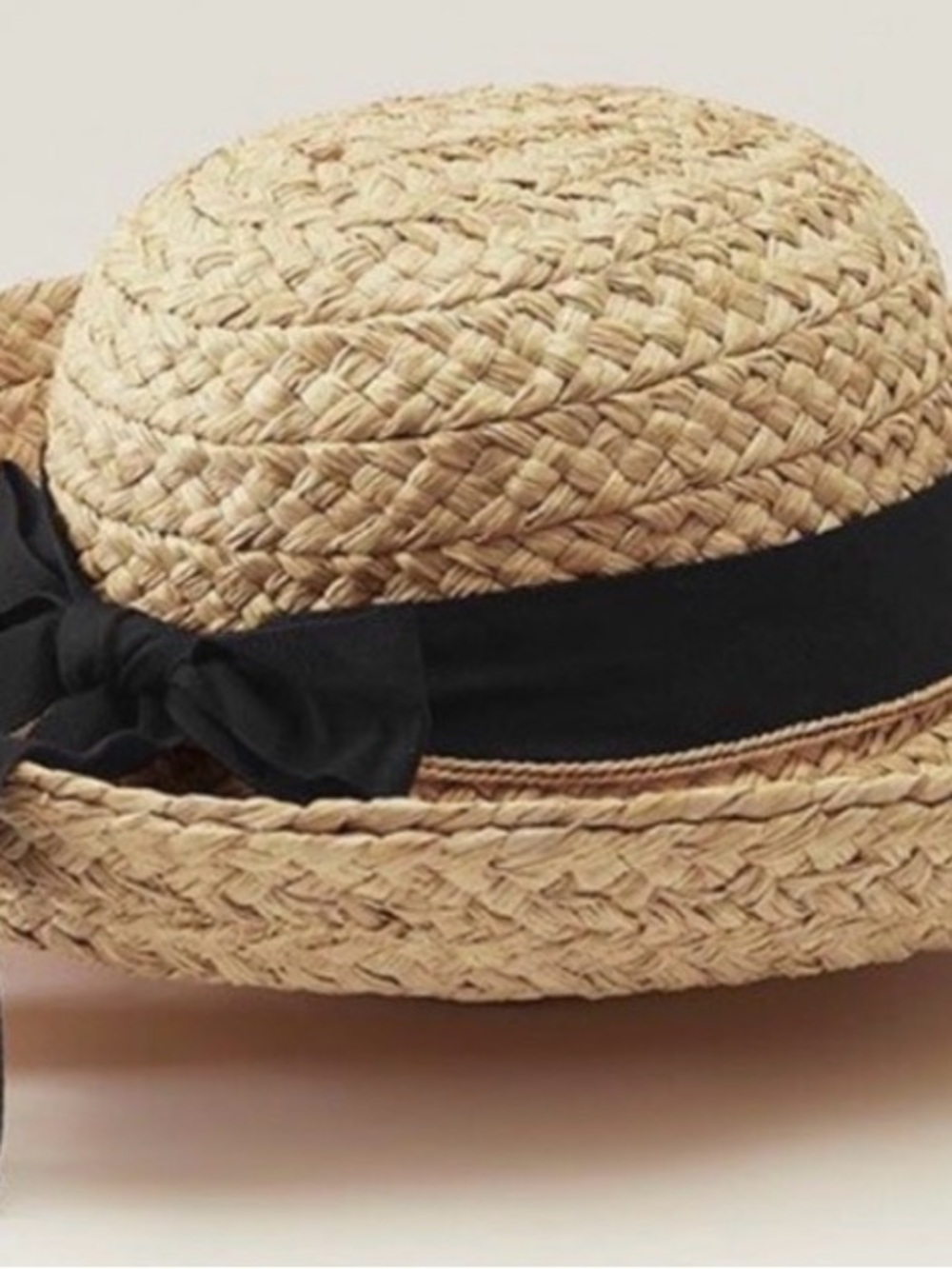 Helen Kaminski Original Classic 5 Natural Raffia Straw Hat with Black Ribbon - Picture 4 of 7